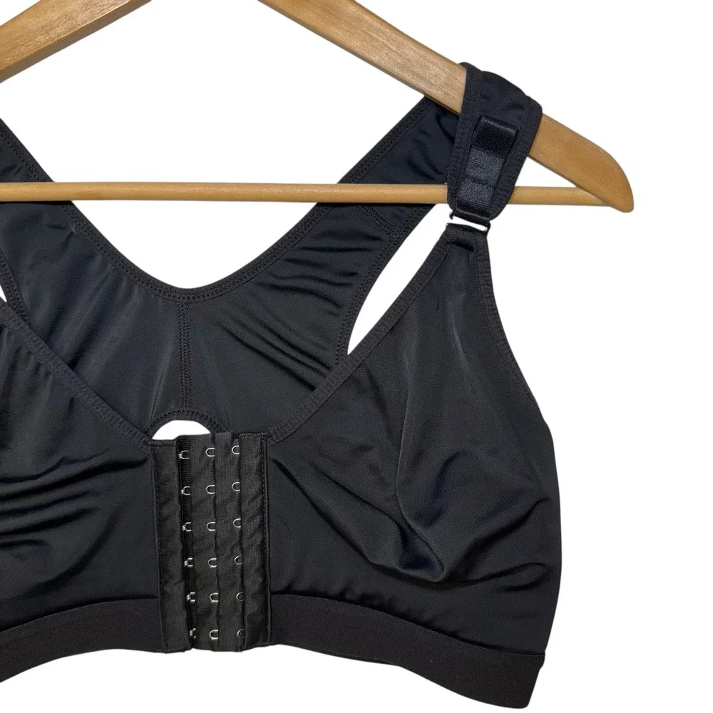 Womens Black Front Closure‎ Comfort Support Bra Racerback Adjustable Straps XL